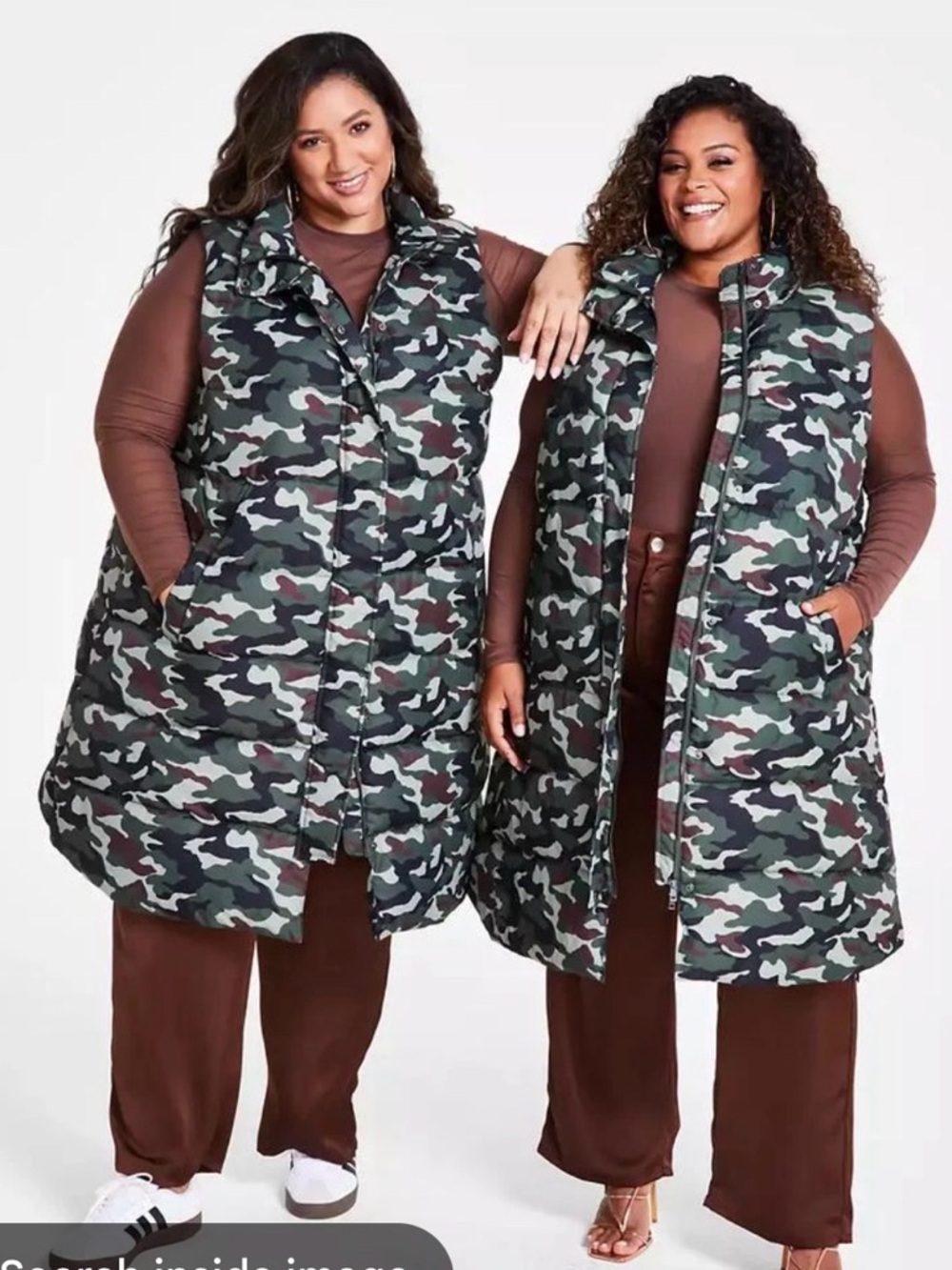 Nina Parker Camo Puffer Vest - Green/Multi